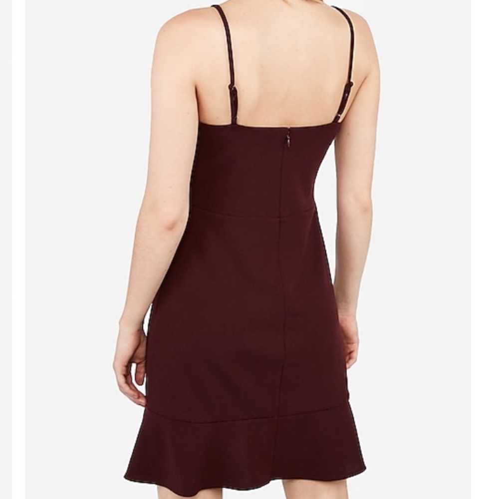 Express Ruffle Cami Fit & Flare Dress Red Large - Picture 2 of 5